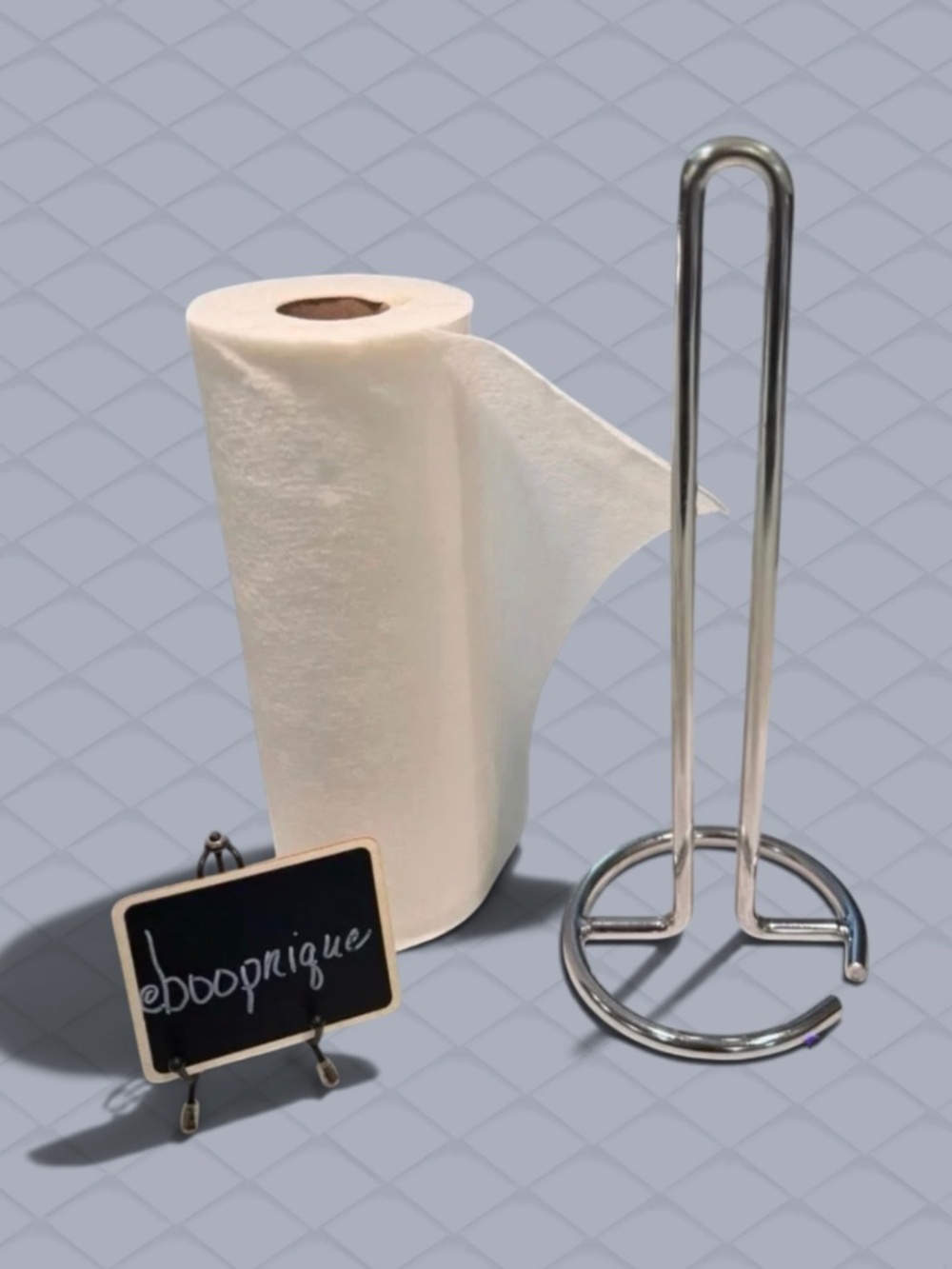 Silver Plated Heavy Paper Towel Holder Modern Size  5.25" x 5.25" x 12.75